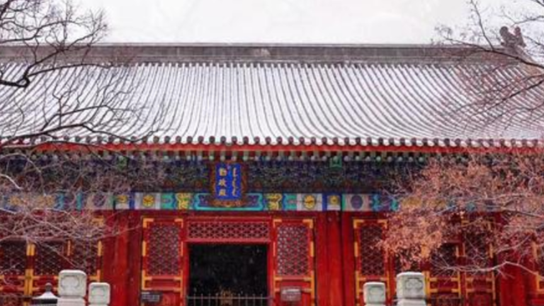 初雪后的北京香山一步一景