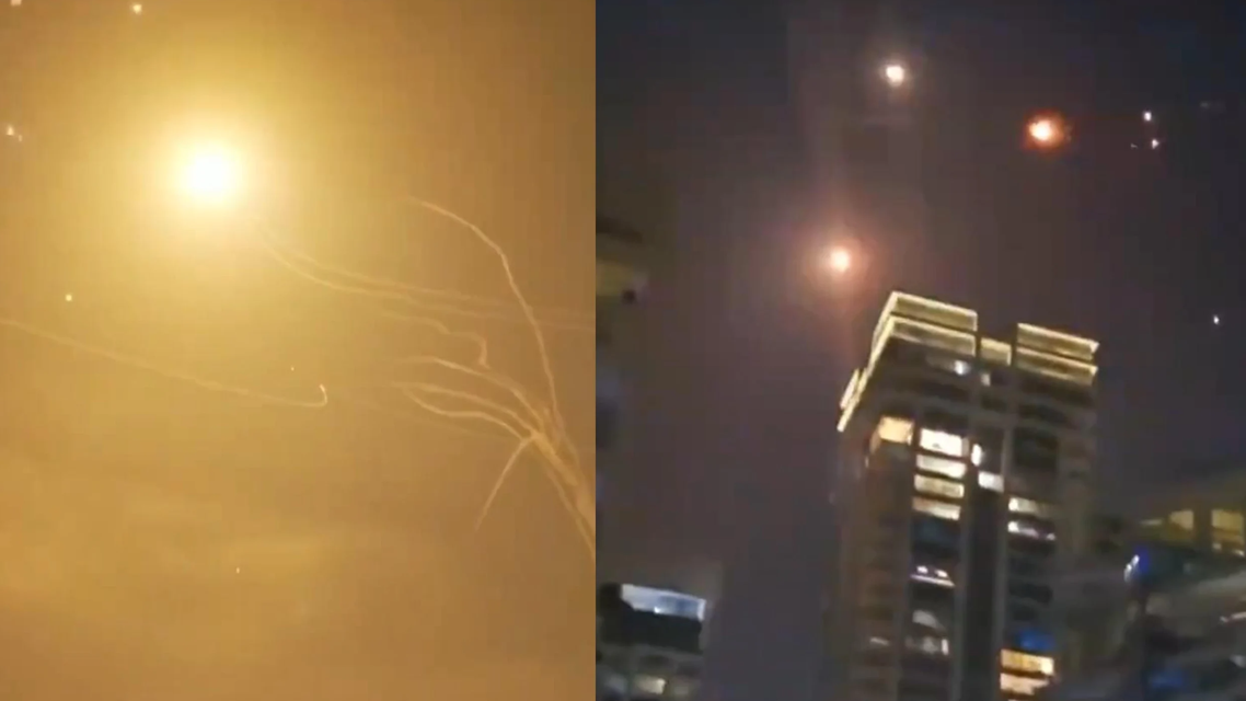 伊朗以色列互轰导弹 夜空被划亮