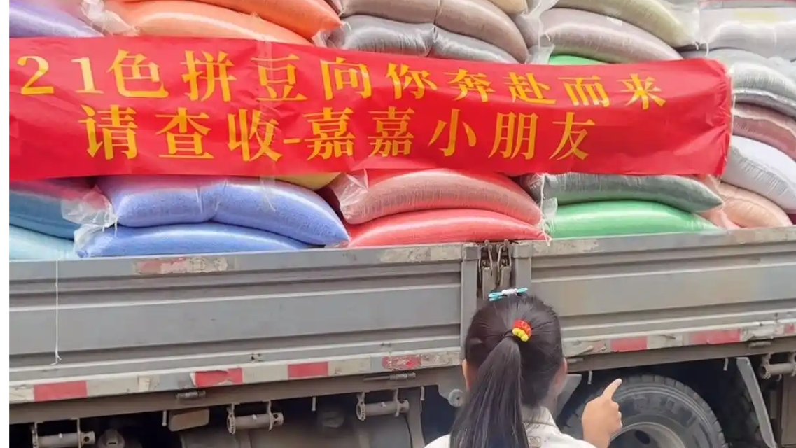 姐姐为妹妹拿下一卡车拼豆