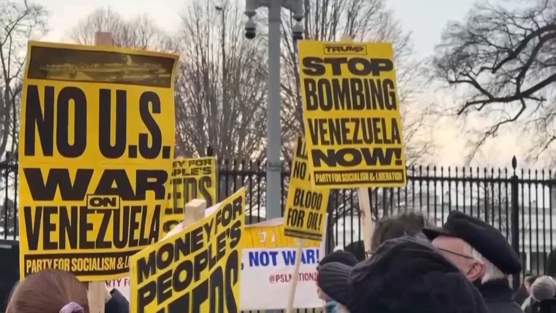 全球多地抗议示威 反对美军事侵略