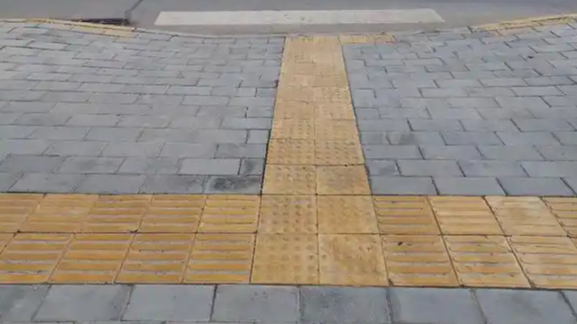 花大价钱设盲道 普通人路过也摔跤