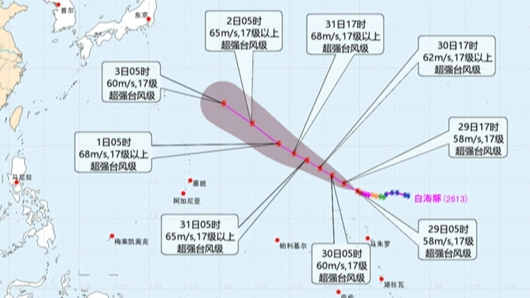 “白海豚”已快速增强为超强台风级
